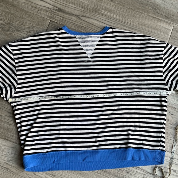 We The Free Striped Sweatshirt In Black/White/Blue French Terry Crewneck SZ S - Picture 8 of 16